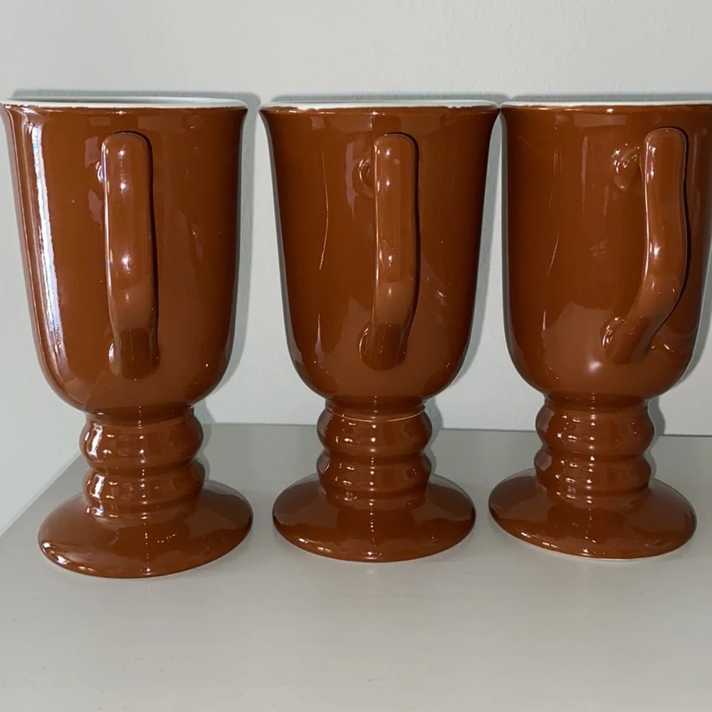 Vintage Hall Pottery 1273 Brown Coffee Pedestal Mugs